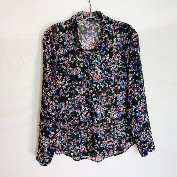 Express Portofino Floral Button Front Blouse Top Women's Size XS - Picture 1 of 4